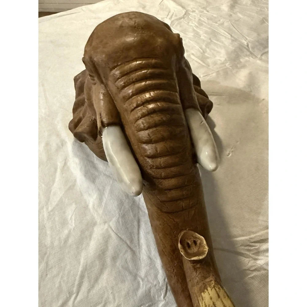 Elephant‎ Wall Hook Safari Decor Faux Wood Resin Head Trophy Head Animal Wall